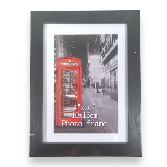 Black Photo Frames - Set Of 4 - 4x6 With Mat 5x7 Without Mat Wall Or Table Mount - Picture 2 of 3